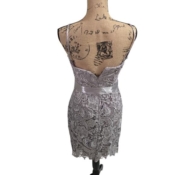 Adrianna Papell Strapless Lace Overlay‎ Sheath Dress Grey Size 4 - Picture 5 of 10